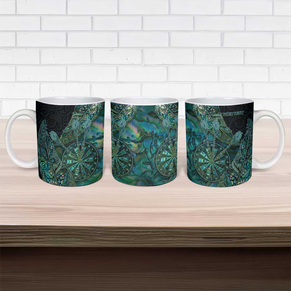 Personalised New Zealand Dart Ceramic Mug Maori Fern With Paua Shell - Polynesian Pride