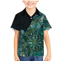 Personalised New Zealand Dart Family Matching Mermaid Dress and Hawaiian Shirt Maori Fern With Paua Shell - Polynesian Pride