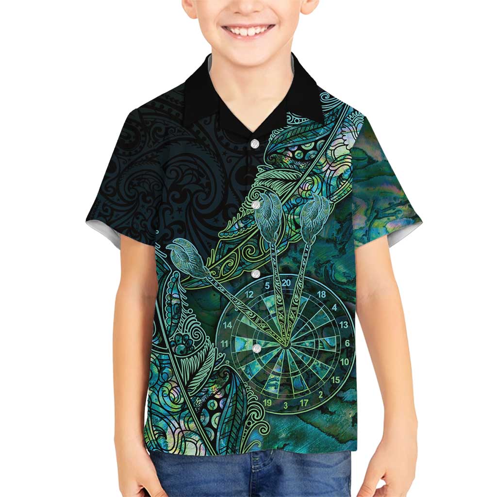 Personalised New Zealand Dart Family Matching Off Shoulder Maxi Dress and Hawaiian Shirt Maori Fern With Paua Shell - Polynesian Pride