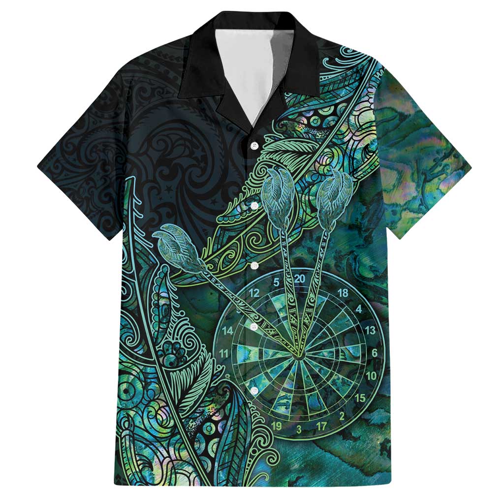 Personalised New Zealand Dart Family Matching Short Sleeve Bodycon Dress and Hawaiian Shirt Maori Fern With Paua Shell - Polynesian Pride