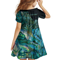 Personalised New Zealand Dart Family Matching Summer Maxi Dress and Hawaiian Shirt Maori Fern With Paua Shell - Polynesian Pride