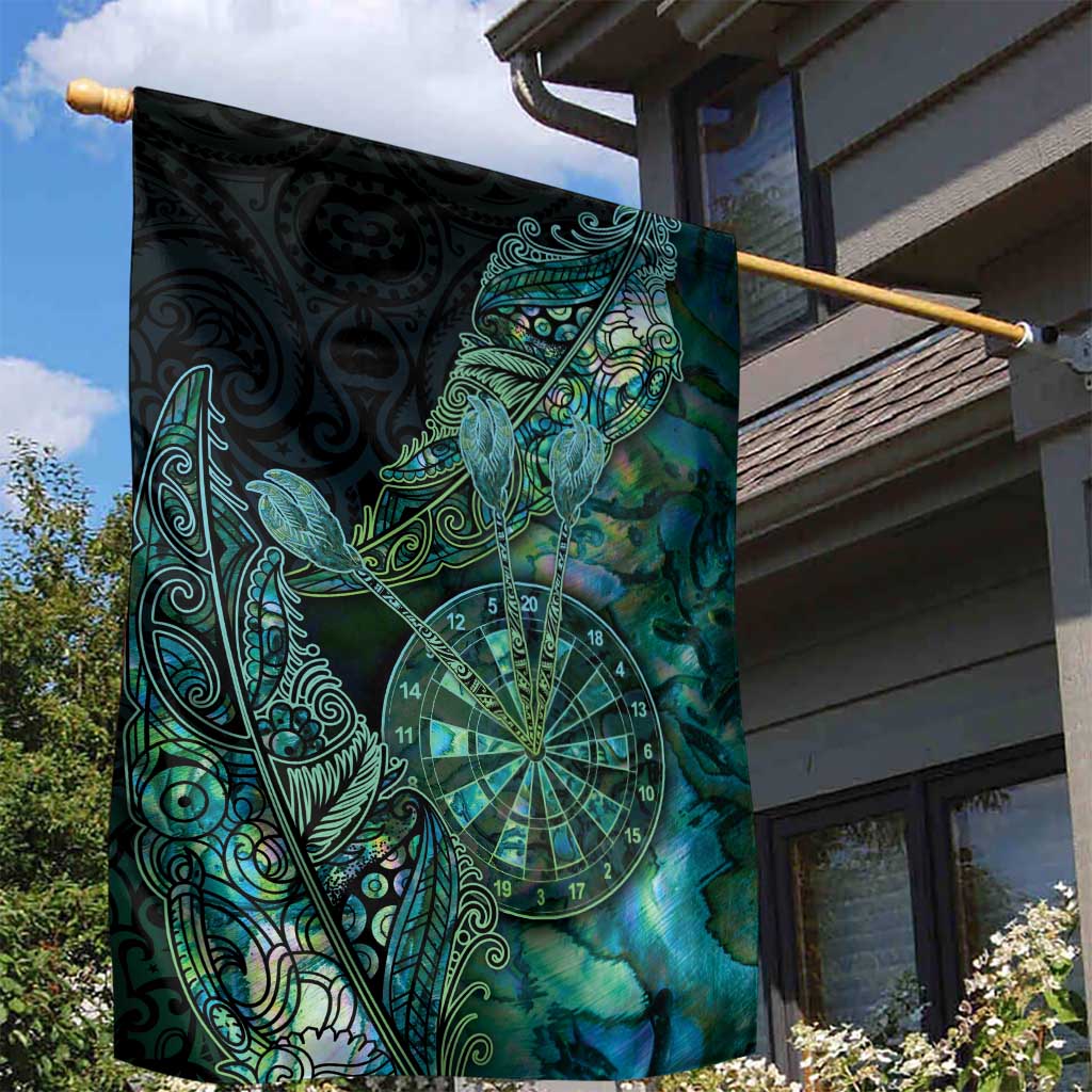 New Zealand Dart Garden Flag Maori Fern With Paua Shell - Polynesian Pride