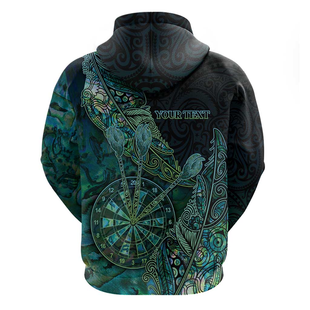 Personalised New Zealand Dart Hoodie Maori Fern With Paua Shell - Polynesian Pride