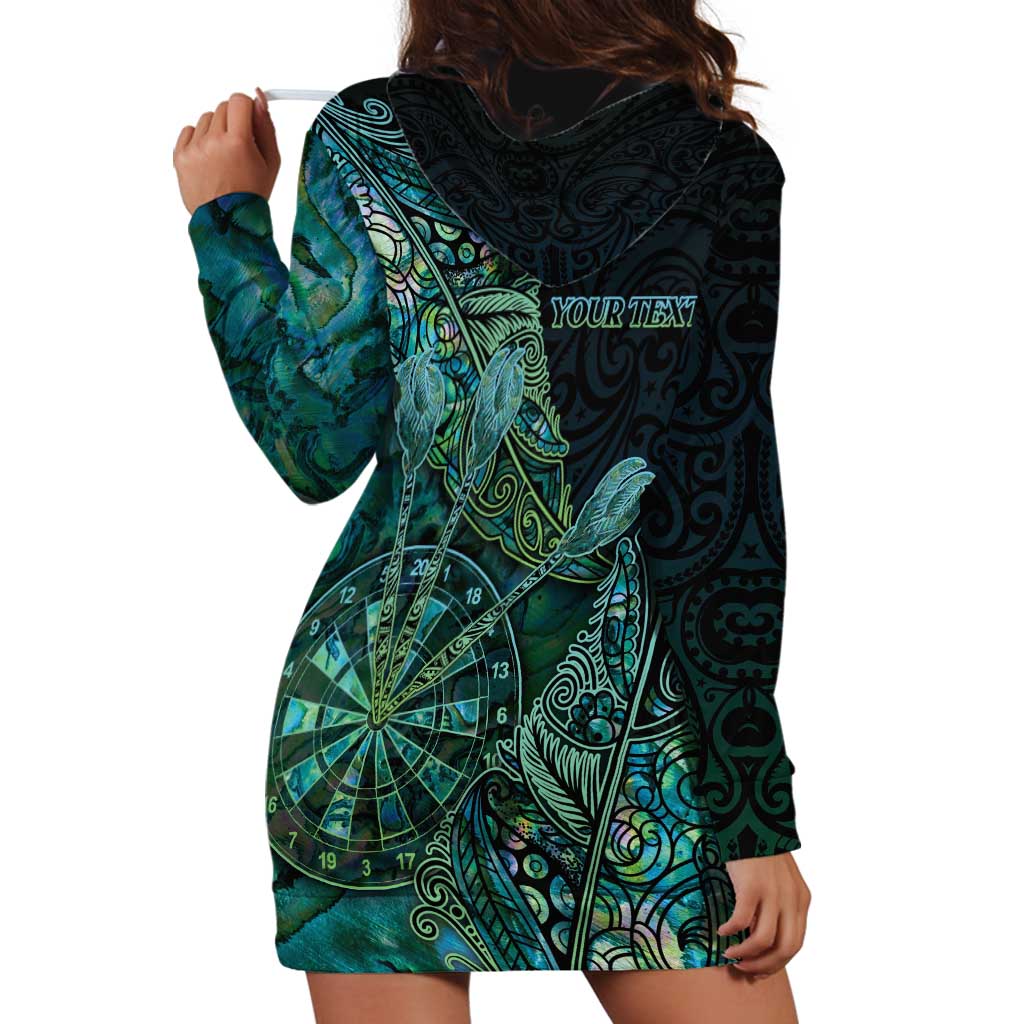 Personalised New Zealand Dart Hoodie Dress Maori Fern With Paua Shell - Polynesian Pride