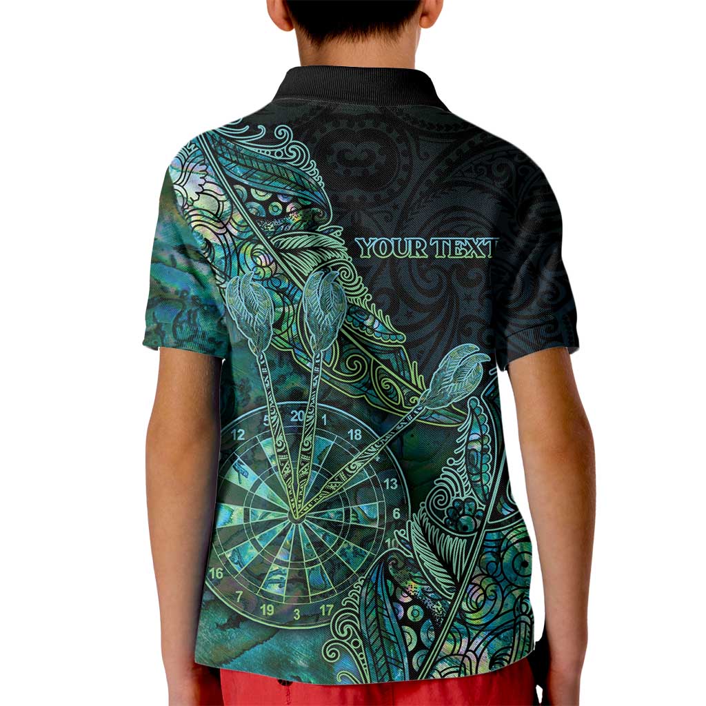 Personalised New Zealand Dart Kid Polo Shirt Maori Fern With Paua Shell - Polynesian Pride