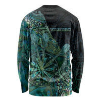 Personalised New Zealand Dart Long Sleeve Shirt Maori Fern With Paua Shell - Polynesian Pride