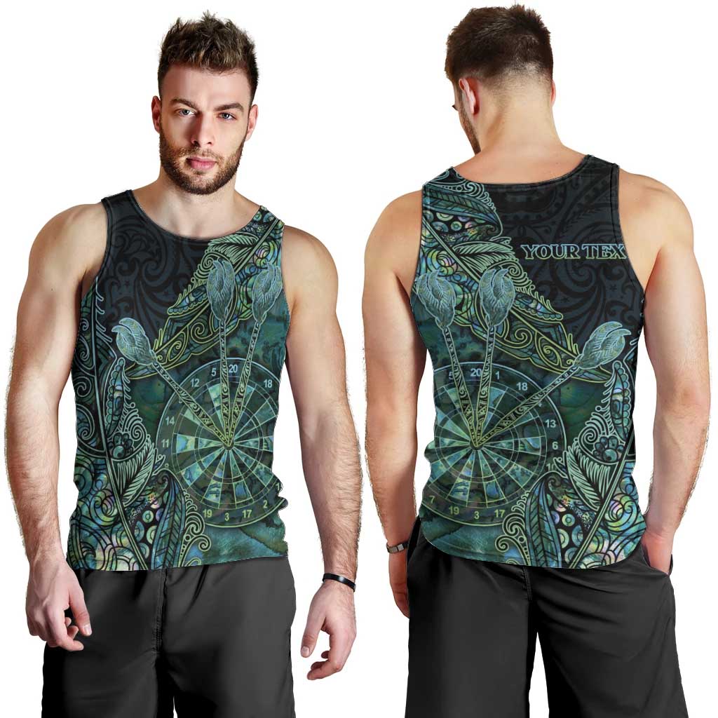 Personalised New Zealand Dart Men Tank Top Maori Fern With Paua Shell - Polynesian Pride
