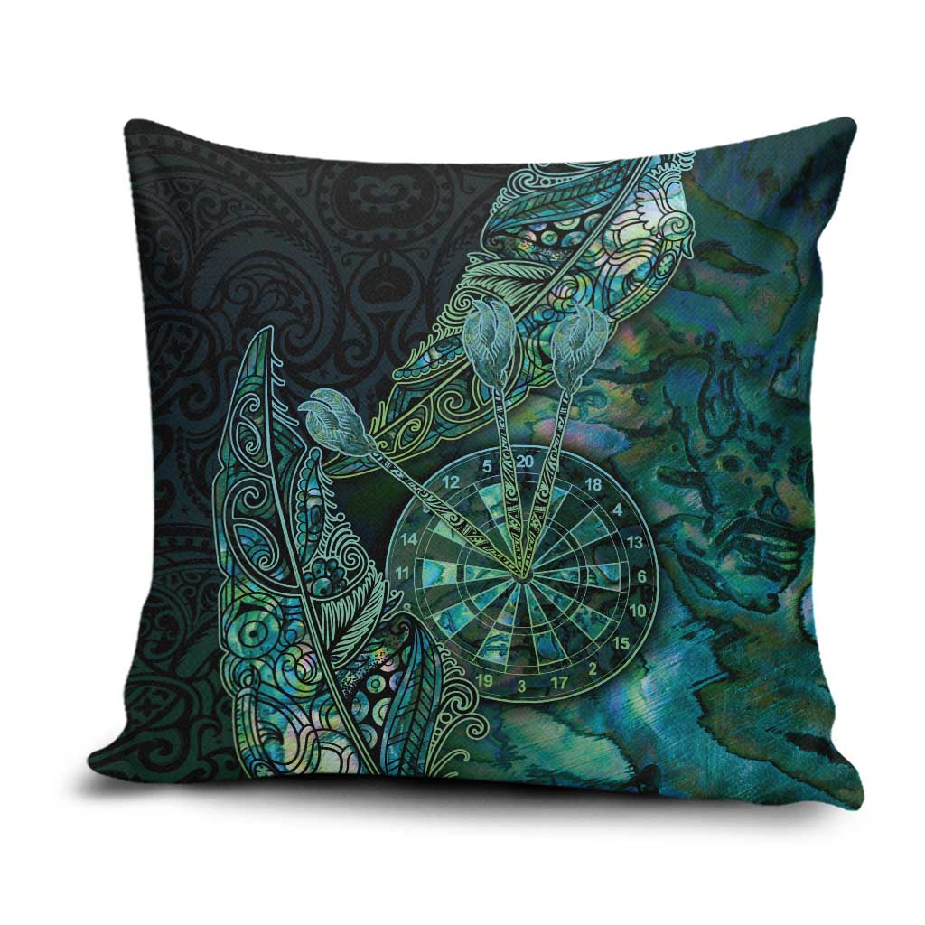 New Zealand Dart Pillow Cover Maori Fern With Paua Shell - Polynesian Pride