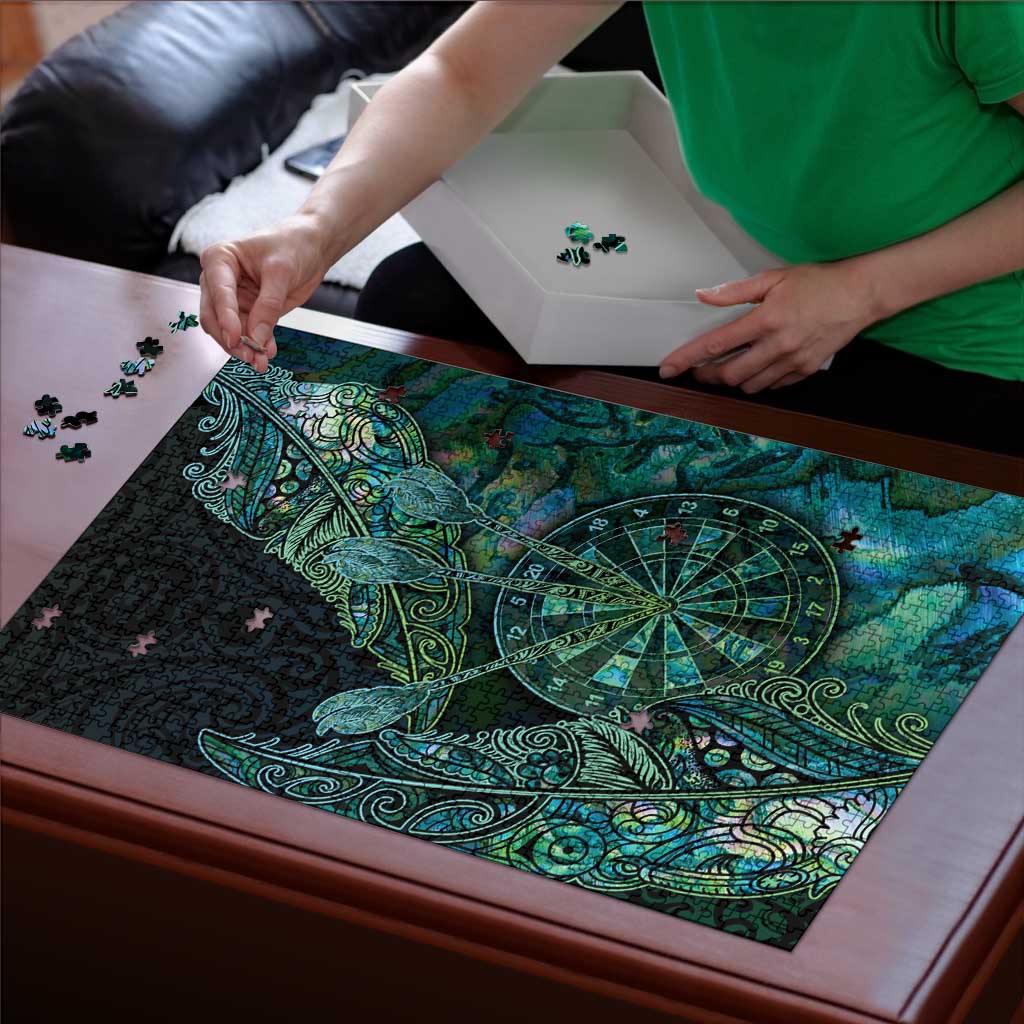 New Zealand Dart Puzzle Maori Fern With Paua Shell - Polynesian Pride