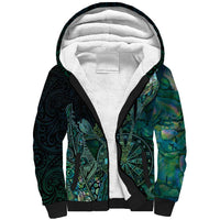 Personalised New Zealand Dart Sherpa Hoodie Maori Fern With Paua Shell - Polynesian Pride