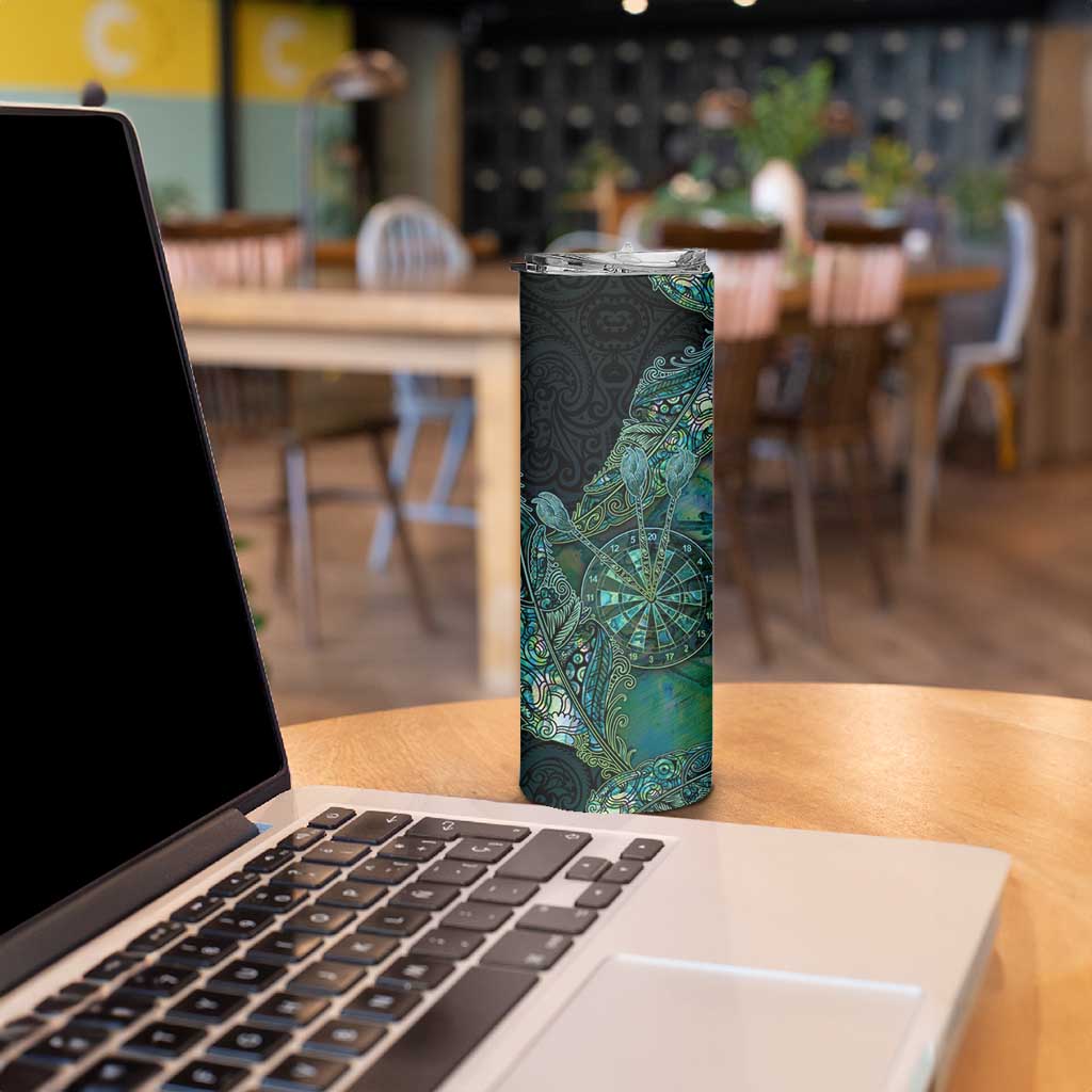 Personalised New Zealand Dart Skinny Tumbler Maori Fern With Paua Shell - Polynesian Pride