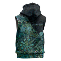 Personalised New Zealand Dart Sleeveless Hoodie Maori Fern With Paua Shell - Polynesian Pride