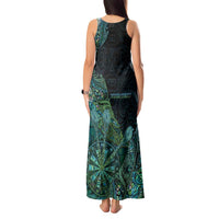 Personalised New Zealand Dart Tank Maxi Dress Maori Fern With Paua Shell - Polynesian Pride