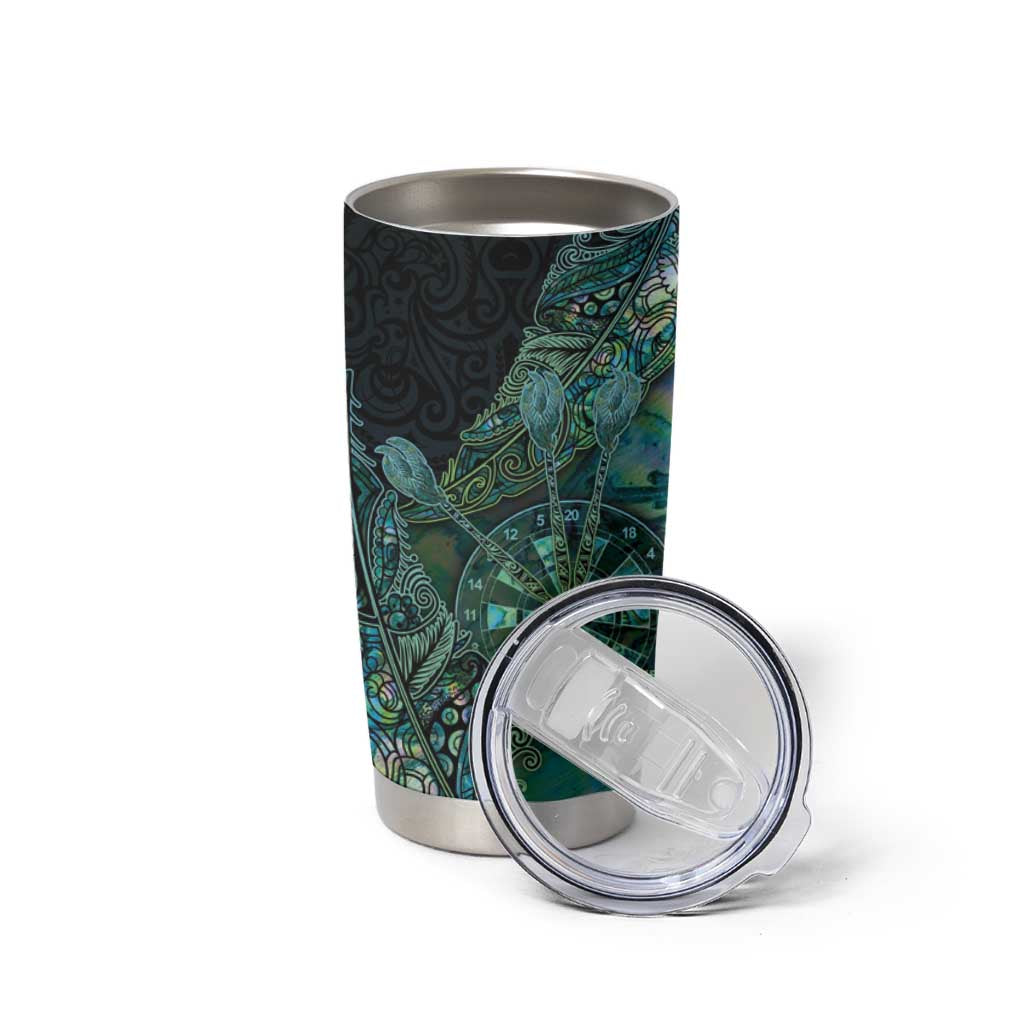 Personalised New Zealand Dart Tumbler Cup Maori Fern With Paua Shell - Polynesian Pride
