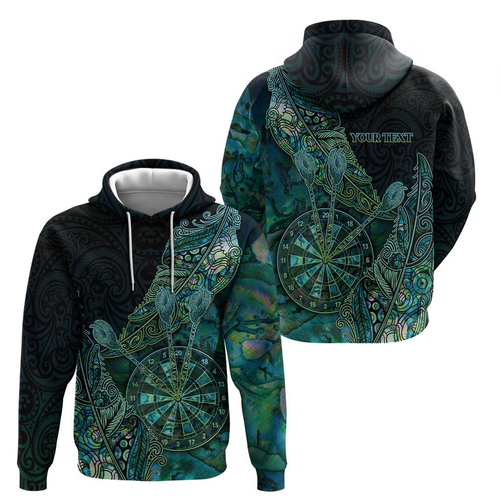 Personalised New Zealand Dart Zip Hoodie Maori Fern With Paua Shell - Polynesian Pride