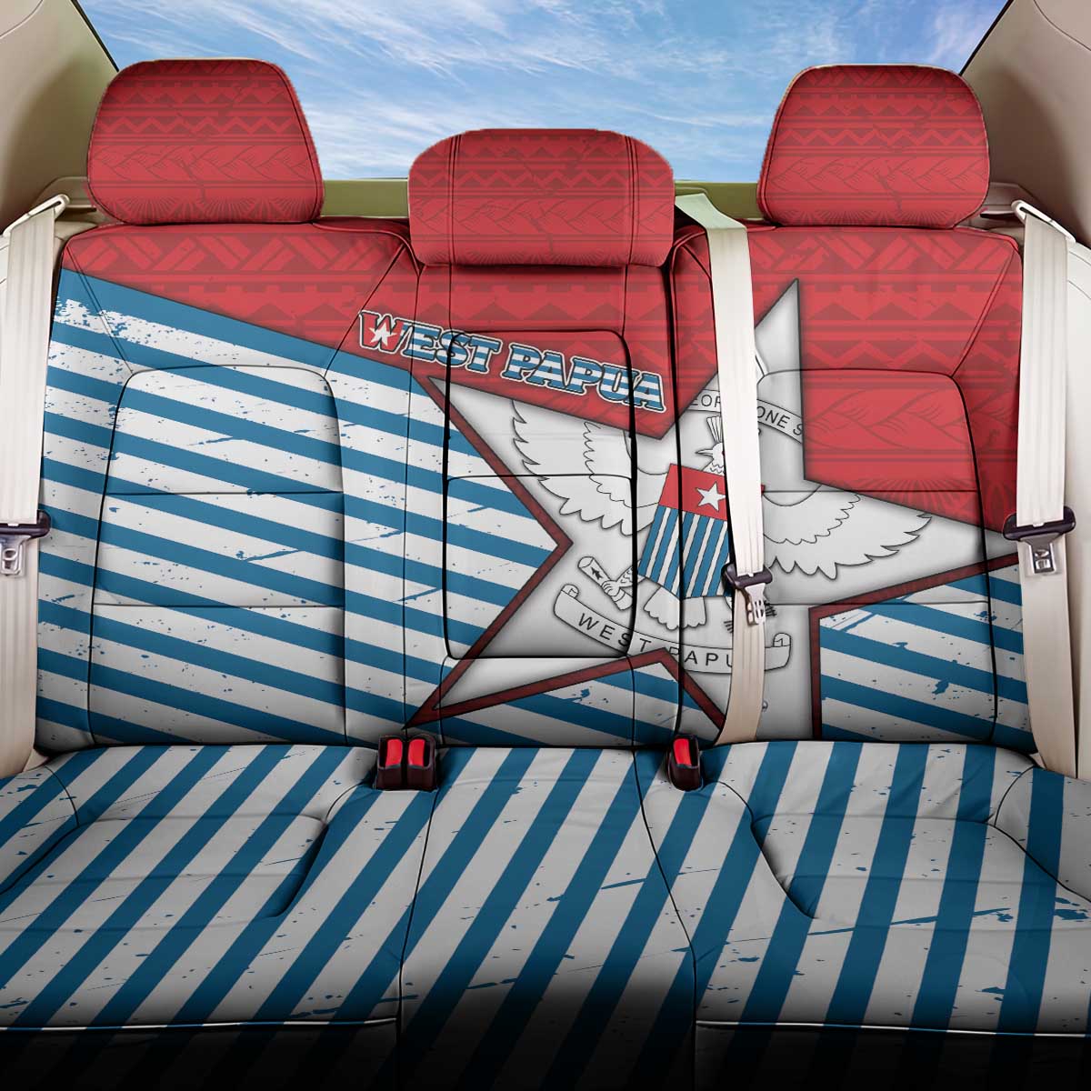 West Papua Morning Star Back Car Seat Cover One People One Soul - Polynesian Pride