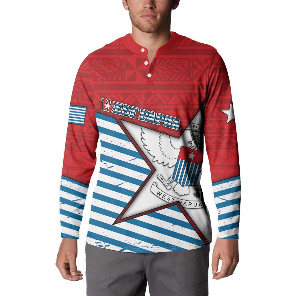 West Papua Morning Star Button Sweatshirt One People One Soul - Polynesian Pride