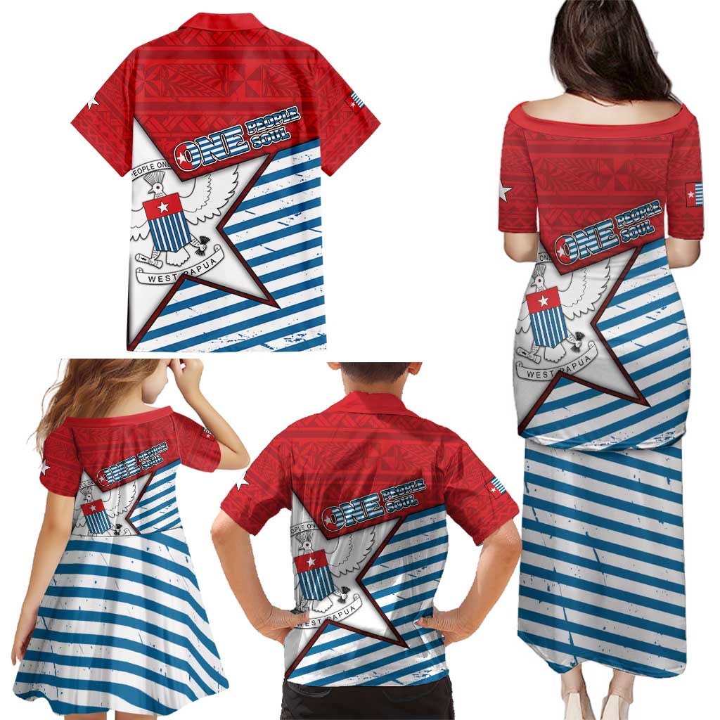 West Papua Morning Star Family Matching Puletasi and Hawaiian Shirt One People One Soul - Polynesian Pride
