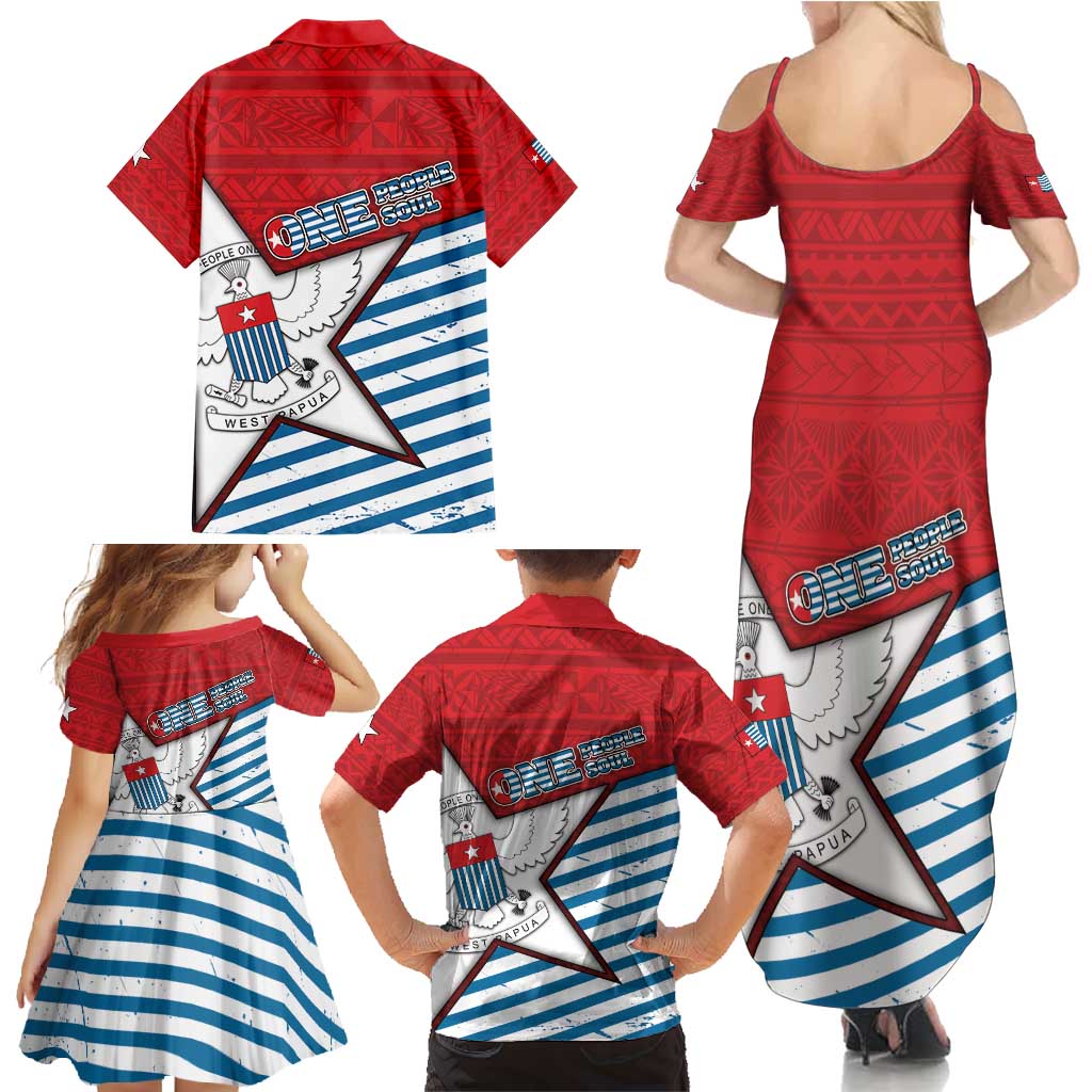 West Papua Morning Star Family Matching Summer Maxi Dress and Hawaiian Shirt One People One Soul - Polynesian Pride