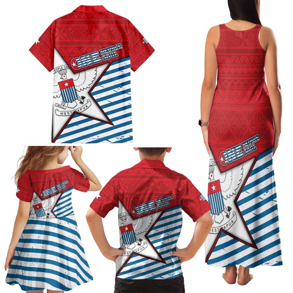 West Papua Morning Star Family Matching Tank Maxi Dress and Hawaiian Shirt One People One Soul - Polynesian Pride