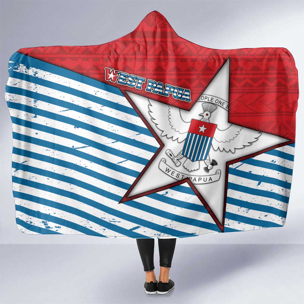 West Papua Morning Star Hooded Blanket One People One Soul DT05 One Size Red - Polynesian Pride