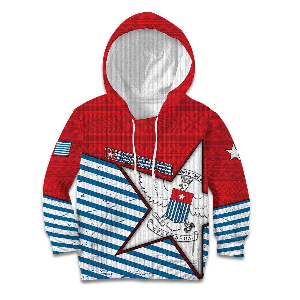 West Papua Morning Star Kid Hoodie One People One Soul DT05 Hoodie Red - Polynesian Pride