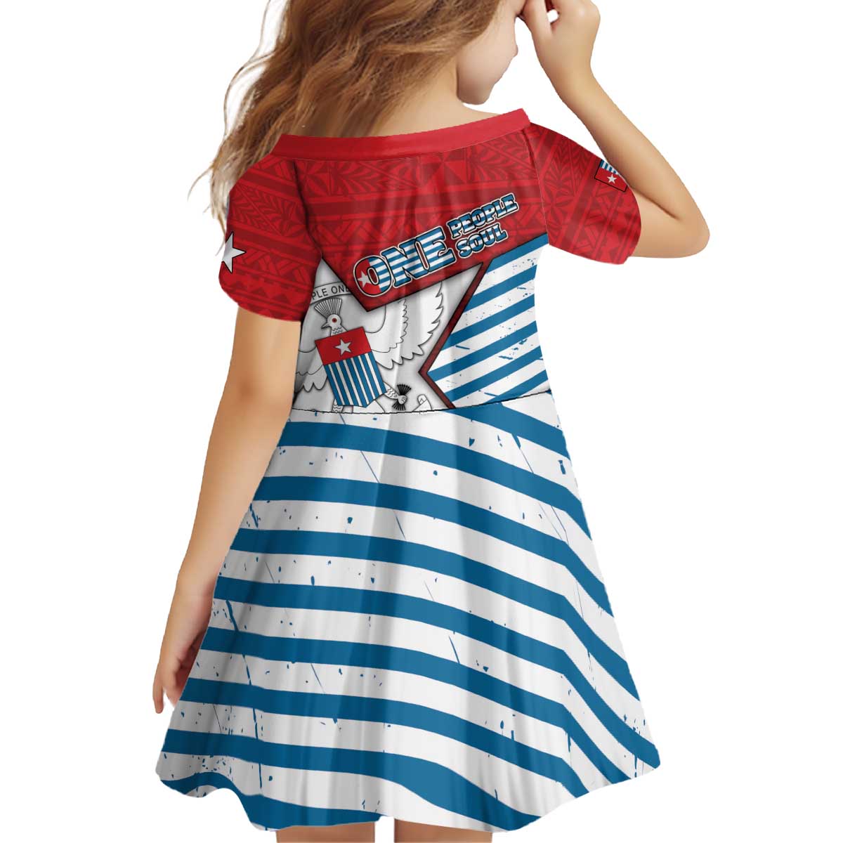 West Papua Morning Star Kid Short Sleeve Dress One People One Soul - Polynesian Pride