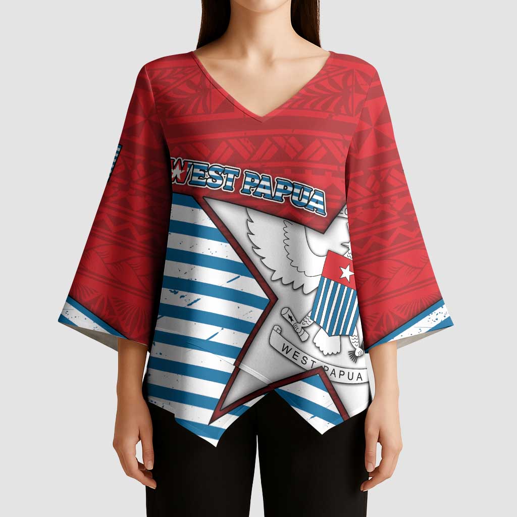 West Papua Morning Star Kimono Sleeve Blouse One People One Soul - Polynesian Pride
