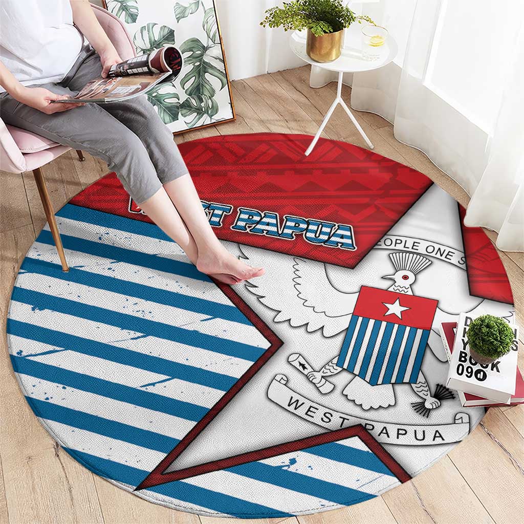 West Papua Morning Star Round Carpet One People One Soul - Polynesian Pride