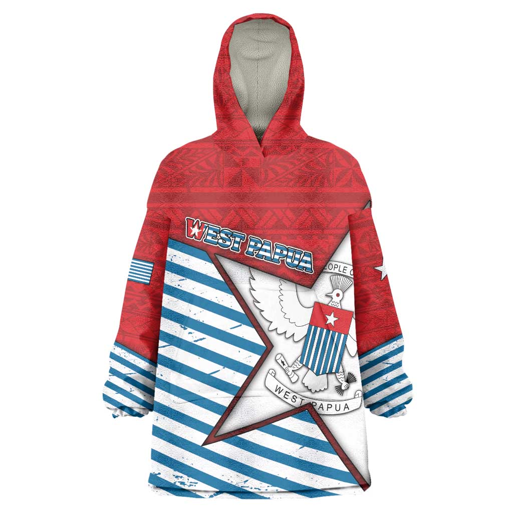 West Papua Morning Star Wearable Blanket Hoodie One People One Soul - Polynesian Pride