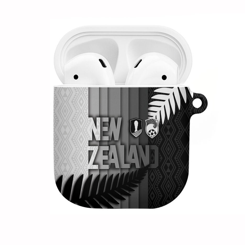 New Zealand Football AirPods Case Silver Fern Maori Pattern Monochrome