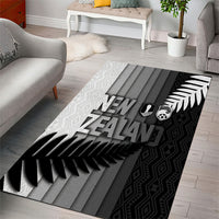New Zealand Football Area Rug Silver Fern Maori Pattern Monochrome DT05 - Polynesian Pride