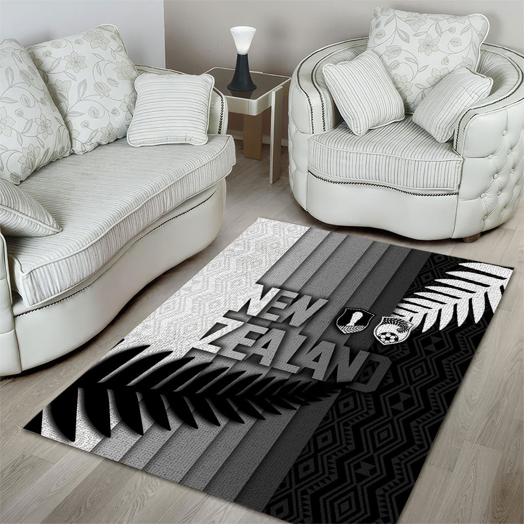 New Zealand Football Area Rug Silver Fern Maori Pattern Monochrome DT05 - Polynesian Pride