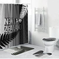 New Zealand Football Bathroom Set Silver Fern Maori Pattern Monochrome