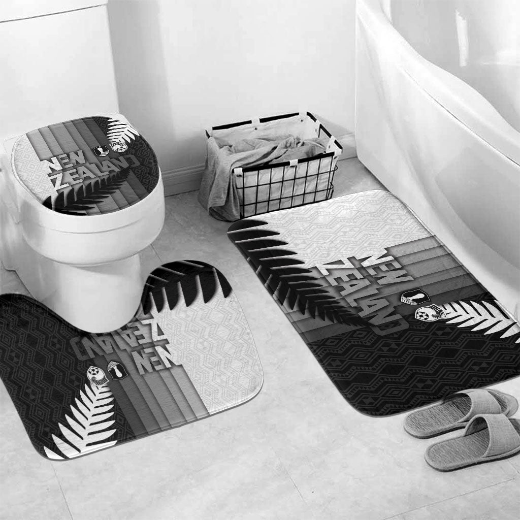New Zealand Football Bathroom Set Silver Fern Maori Pattern Monochrome