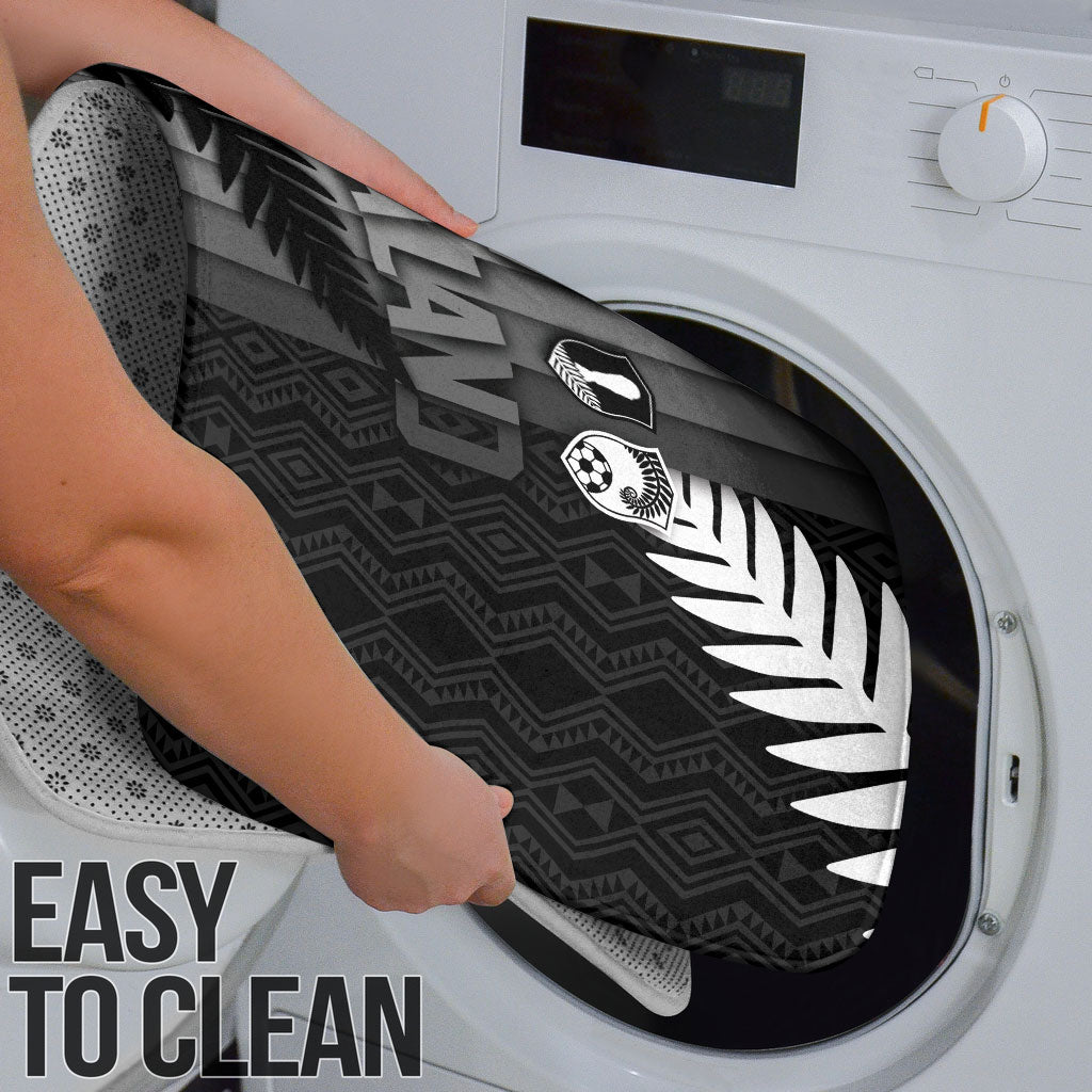 New Zealand Football Bathroom Set Silver Fern Maori Pattern Monochrome