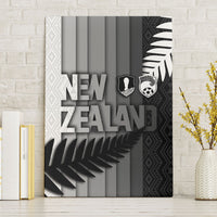 New Zealand Football Canvas Wall Art Silver Fern Maori Pattern Monochrome