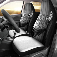 New Zealand Football Car Seat Cover Silver Fern Maori Pattern Monochrome