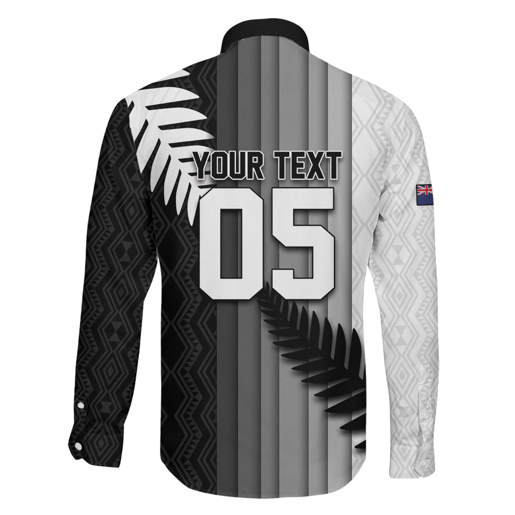 Custom New Zealand Football Family Matching Mermaid Dress and Hawaiian Shirt Silver Fern Maori Pattern Monochrome