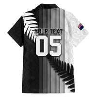 Custom New Zealand Football Family Matching Tank Maxi Dress and Hawaiian Shirt Silver Fern Maori Pattern Monochrome