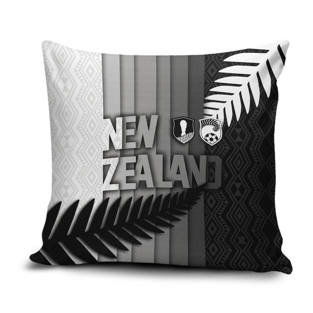 New Zealand Football Pillow Cover Silver Fern Maori Pattern Monochrome