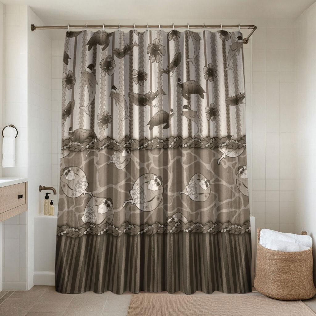 Hawaii Christmas In July Bathroom Set Beige Mele Kalikimaka Sea Animals DT05 Shower Curtain Only Beige - Polynesian Pride