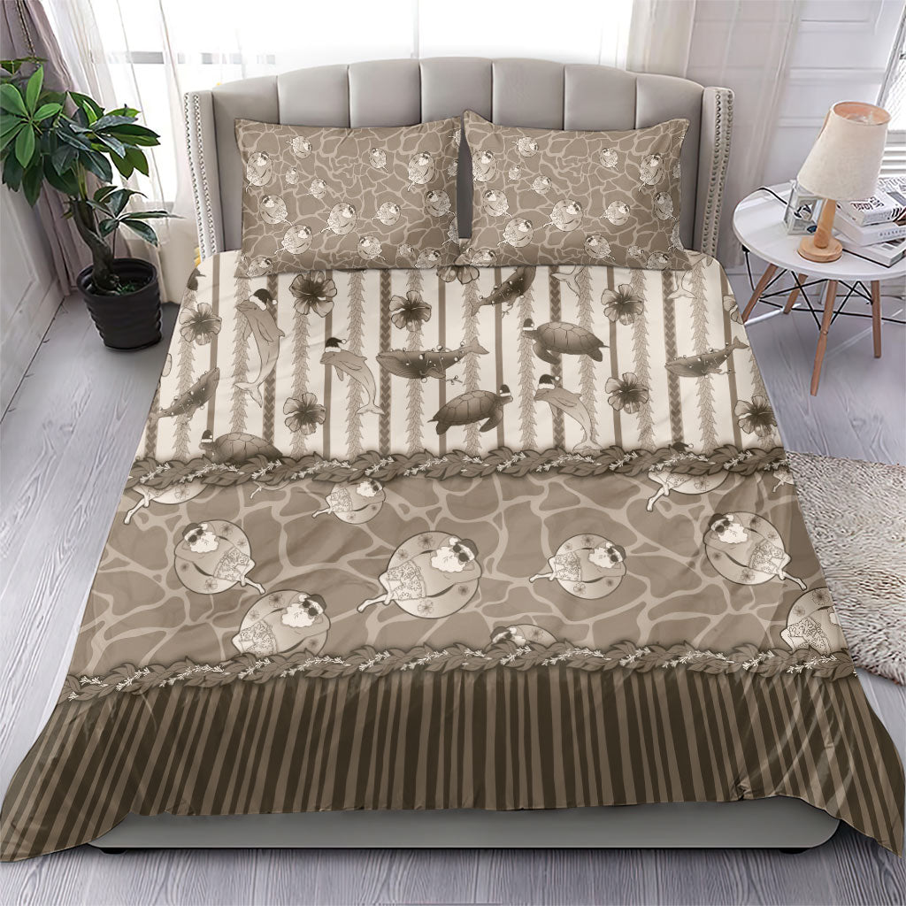 Hawaii Christmas In July Bedding Set Beige Mele Kalikimaka Sea Animals DT05 - Polynesian Pride