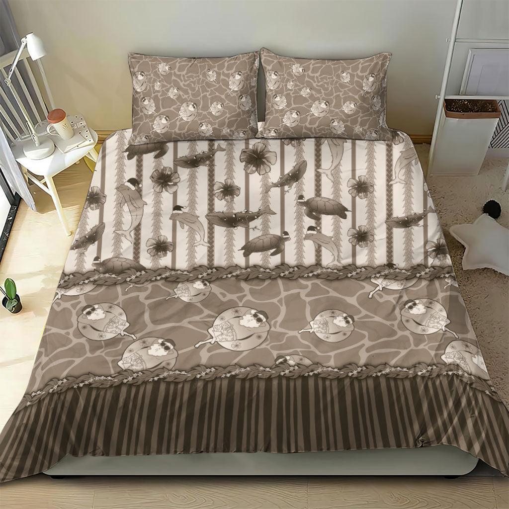 Hawaii Christmas In July Bedding Set Beige Mele Kalikimaka Sea Animals DT05 - Polynesian Pride