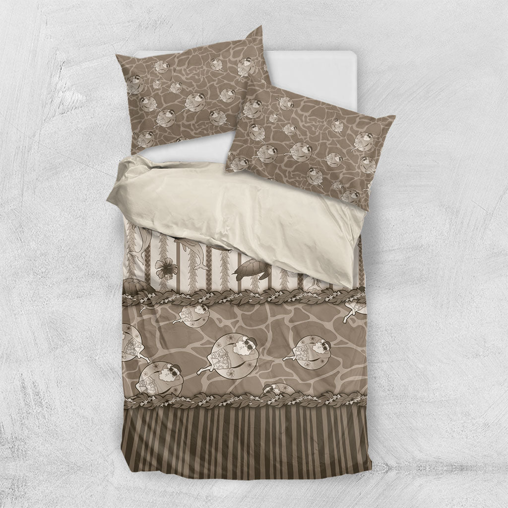 Hawaii Christmas In July Bedding Set Beige Mele Kalikimaka Sea Animals DT05 US Twin 172cm x 218cm Beige - Polynesian Pride