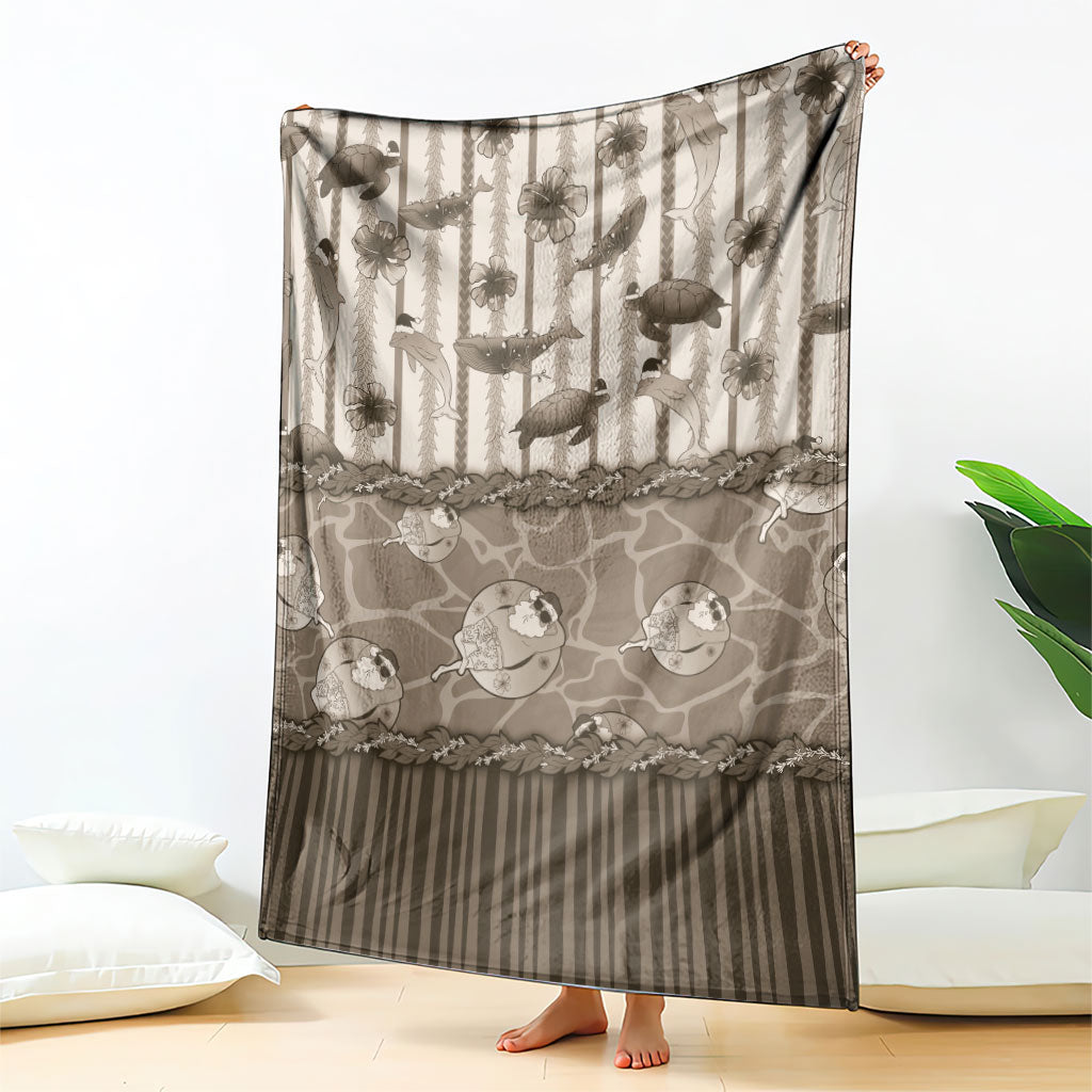 Hawaii Christmas In July Blanket Beige Mele Kalikimaka Sea Animals DT05 - Polynesian Pride