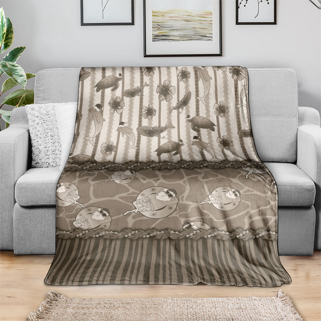 Hawaii Christmas In July Blanket Beige Mele Kalikimaka Sea Animals DT05 - Polynesian Pride