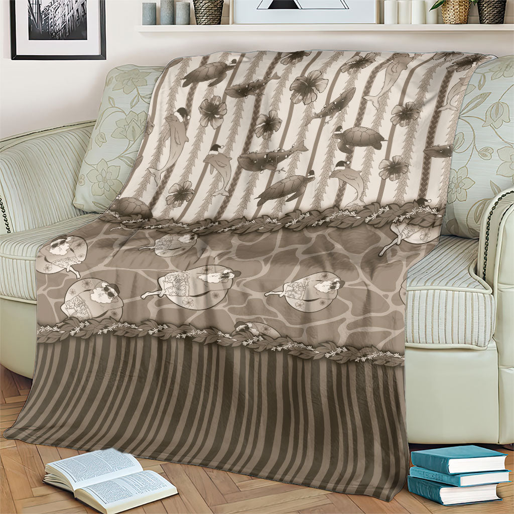 Hawaii Christmas In July Blanket Beige Mele Kalikimaka Sea Animals DT05 - Polynesian Pride