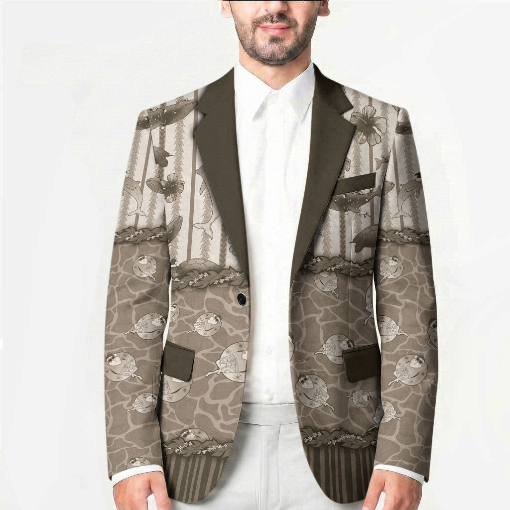 Hawaii Christmas In July Blazer Beige Mele Kalikimaka Sea Animals DT05 - Polynesian Pride