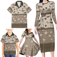 Hawaii Christmas In July Family Matching Long Sleeve Bodycon Dress and Hawaiian Shirt Beige Mele Kalikimaka Sea Animals